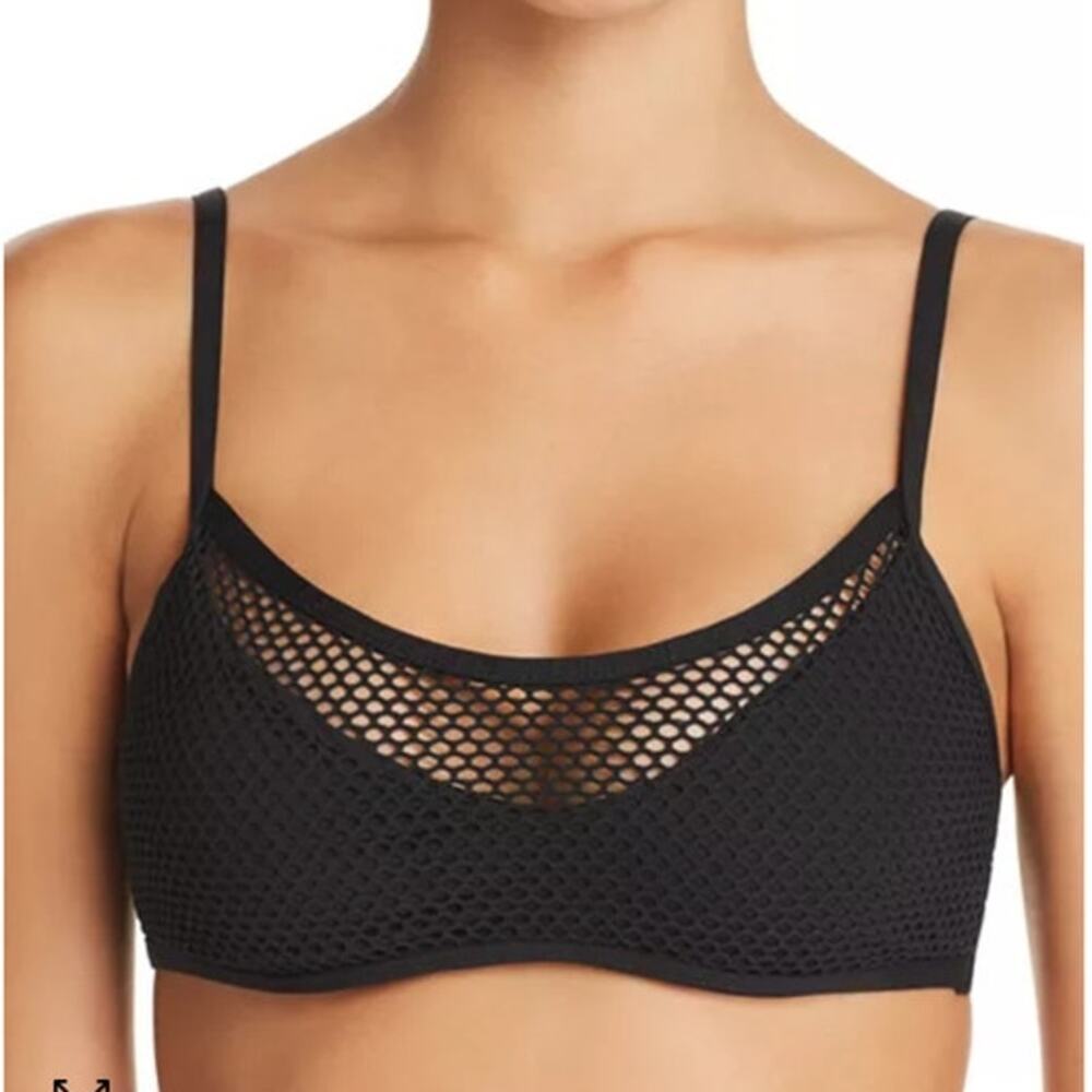 NWOT L*Space Naomi Black Mesh Bikini Top Size Medium